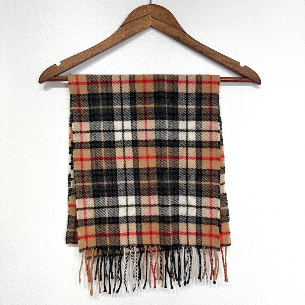 Britain Plaid Wool Tassel‎ Scarf 11.5 x 56